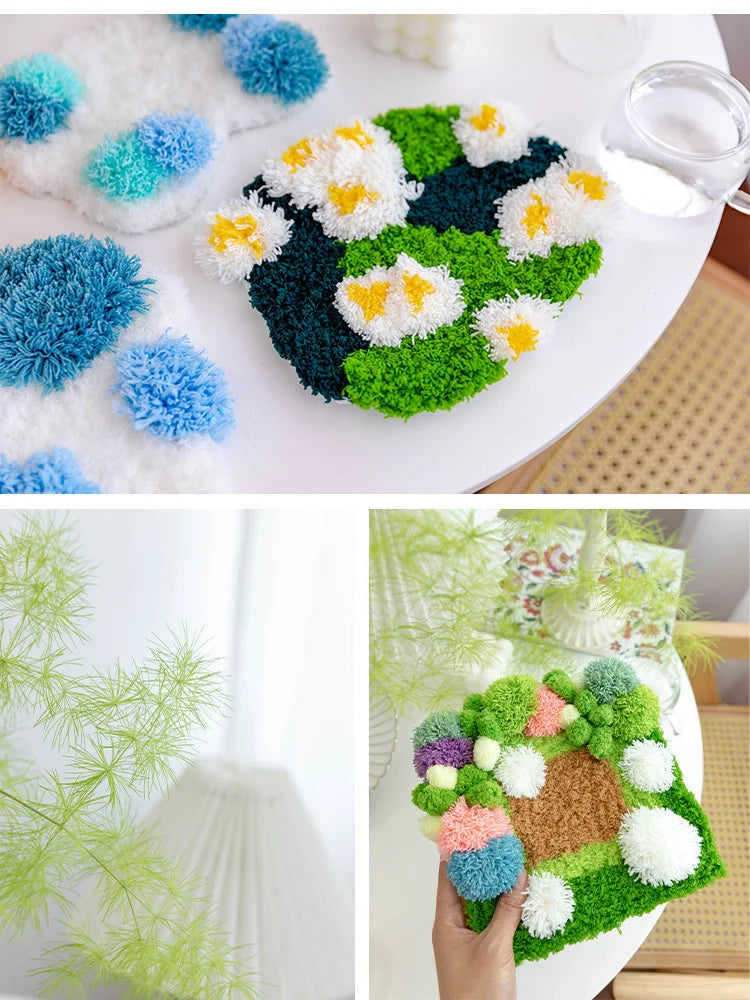 Latch Hook Coaster Kit – DIY Yarn Craft for Adults & Beginners