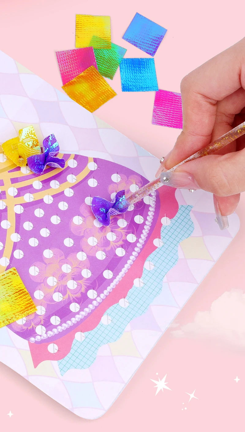 Puzzle Puncture Painting Card Set – DIY Princess & Animal Art Craft