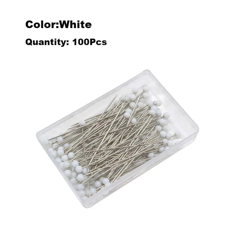 100pcs Glass Head Sewing Pins – 38mm Multicolor Quilting Pins