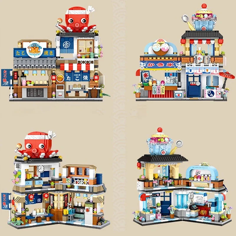Street View Building Block Set – Mini Shops & Tea House Models