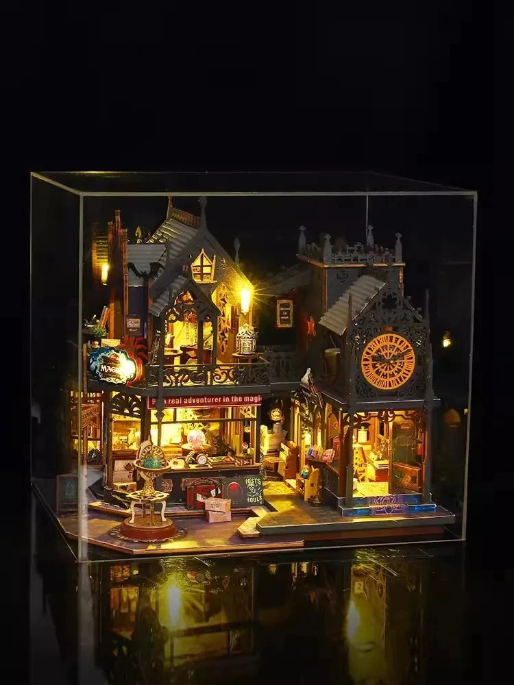 Wooden DIY Miniature Dollhouse – Big Case with Furniture Set
