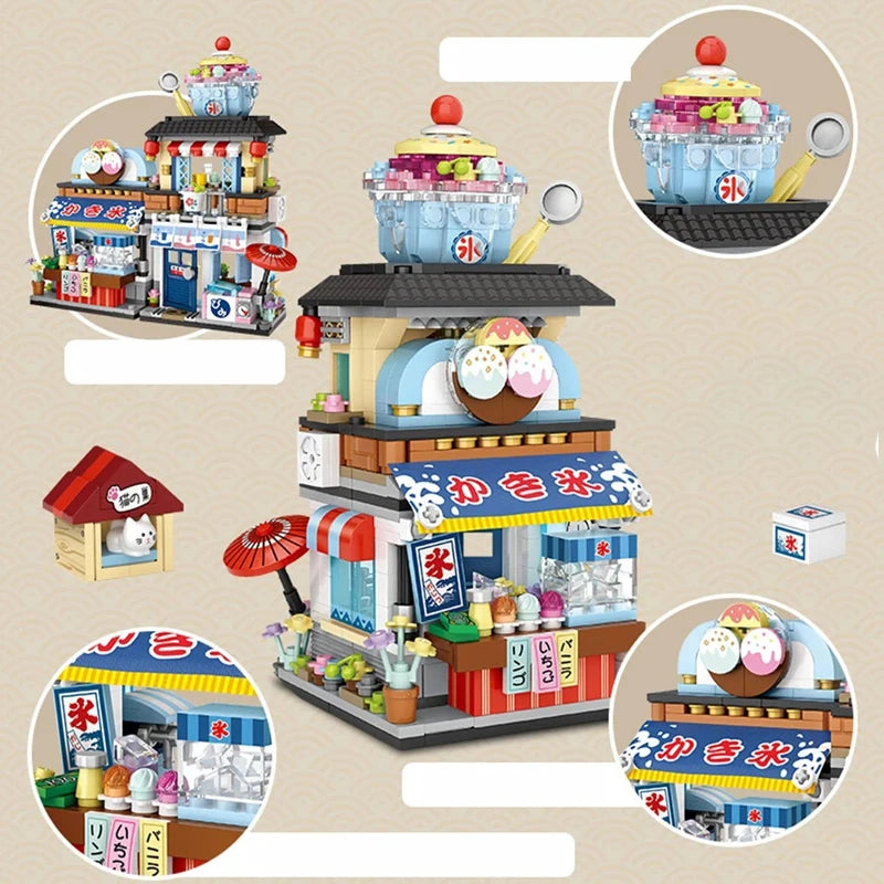 Street View Building Block Set – Mini Shops & Tea House Models