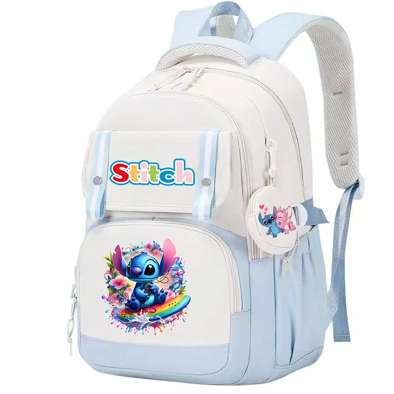 Stitch Pink & Black Backpack – Kids’ Schoolbag with Coin Purse