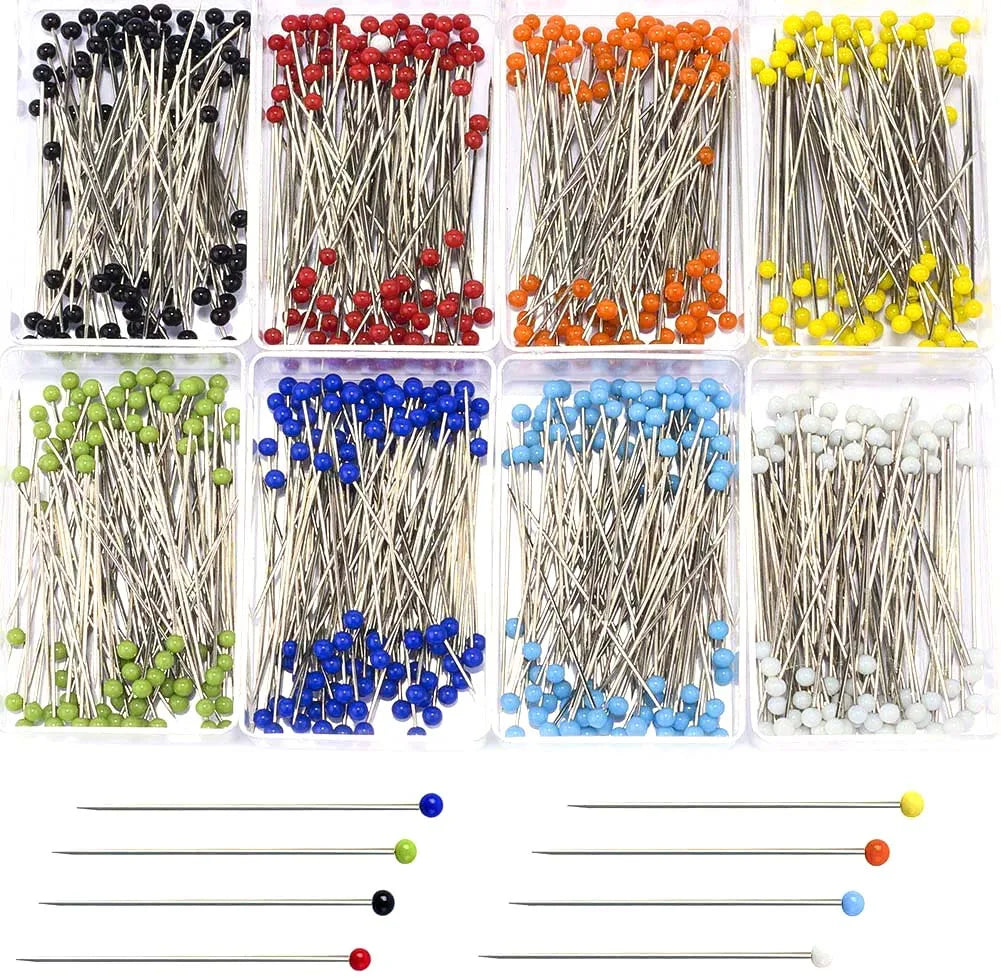 100pcs Glass Head Sewing Pins – 38mm Multicolor Quilting Pins
