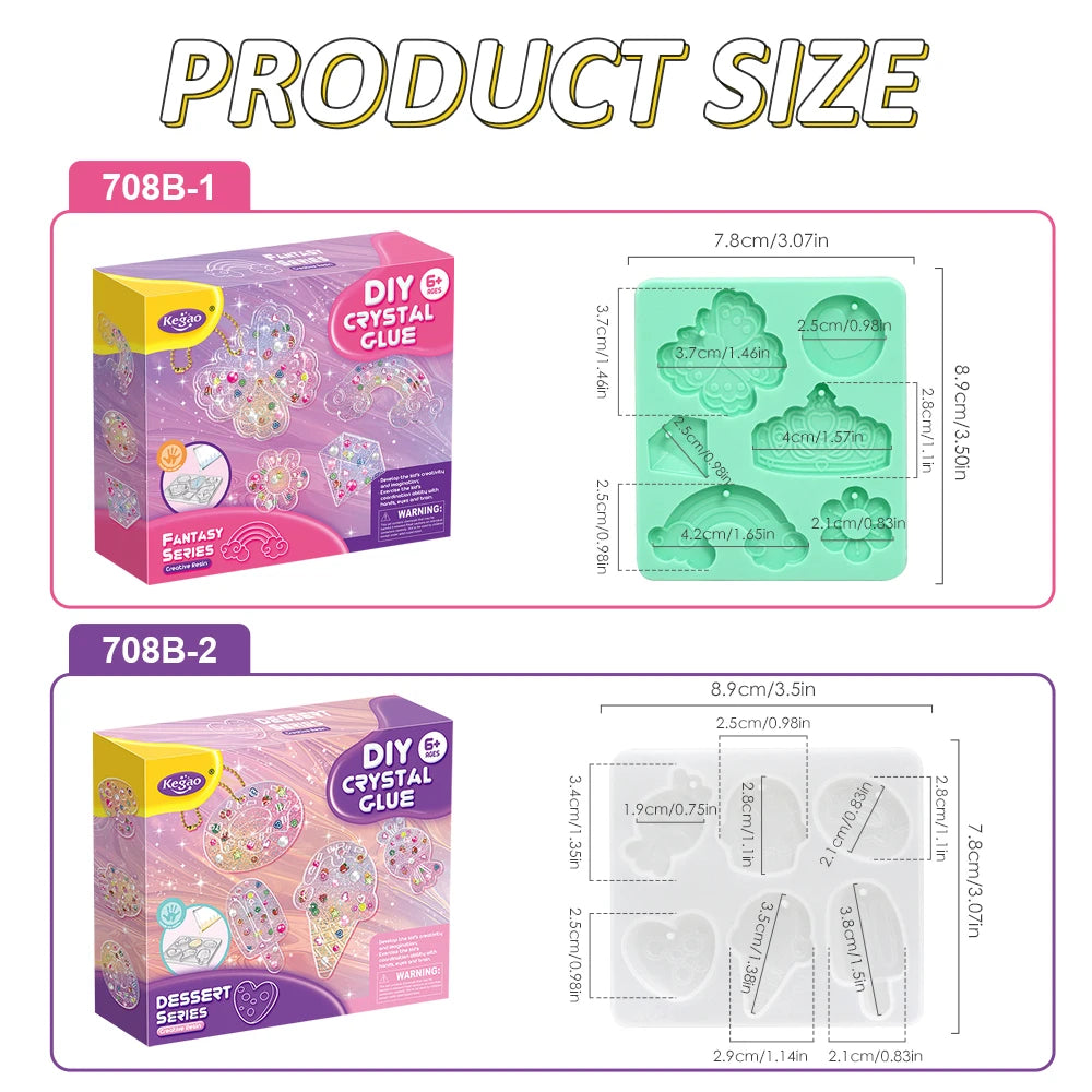 Kids DIY Crystal Glue Keychain Set