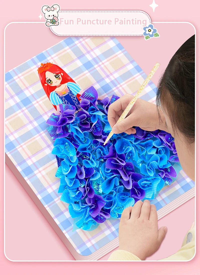Puzzle Puncture Painting Card Set – DIY Princess & Animal Art Craft