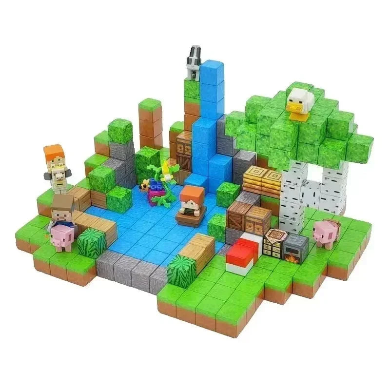 5pcs Magnetic Cube Blocks – Minecraft-Inspired Puzzle Toy Set