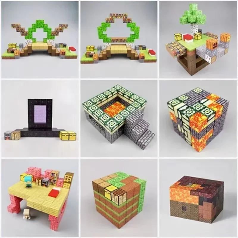 5pcs Magnetic Cube Blocks – Minecraft-Inspired Puzzle Toy Set